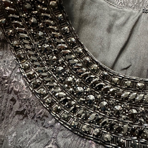 Amen Couture Black Beaded Jacquard Peplum Cocktail Top | Size 4 - Picture 5 of 10